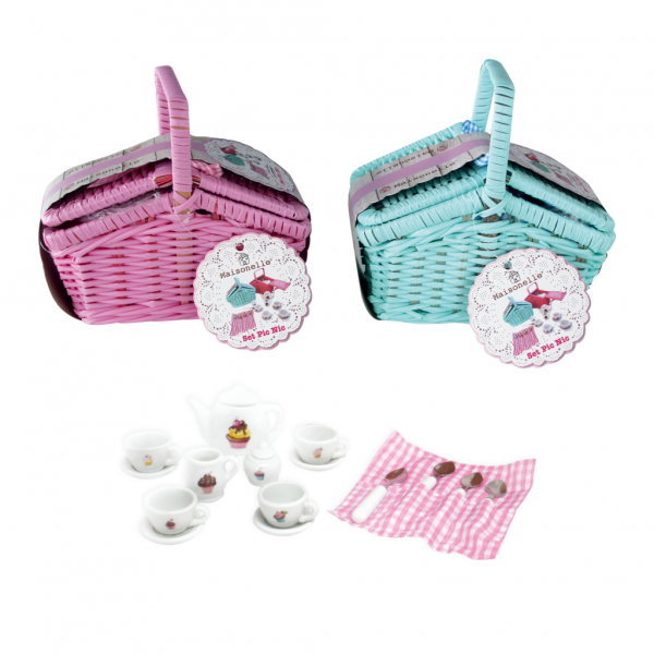 Maisonelle - Basket picnic set with porcelain cups 17 pcs